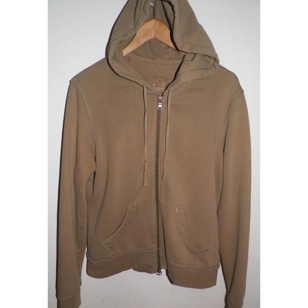 Women's L Beige Distressed Hoodie Banana Republic Relaxed Fit